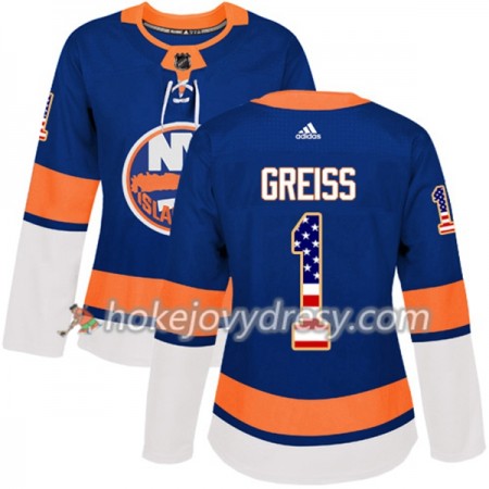 Dámské Hokejový Dres New York Islanders Thomas Greiss 1 2017-2018 USA Flag Fashion Modrá Adidas Authentic